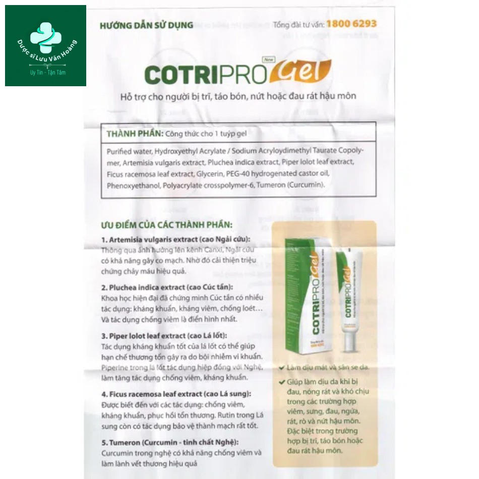 Hướng dẫn sử dụng Cotripro Gel