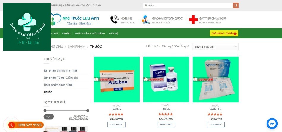 Website của Nhà thuốc Lưu Văn Hoàng