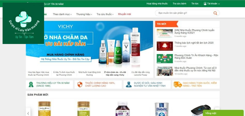 Website của Nhà thuốc Phương Chính